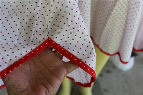 VTG Spagetti Strap Full Skirt Red & White Dress R… - image 7