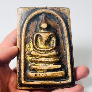 Ancient Phra Somdej Wat Rakang 2411BE Big Pim Yai Buddha Amulet Gold Leaf Rare Thai Buddhist Talisman Protection Sacred