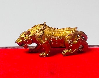 Blessed Brass Tiger Amulet: Wat Kao Aor Protection Talisman