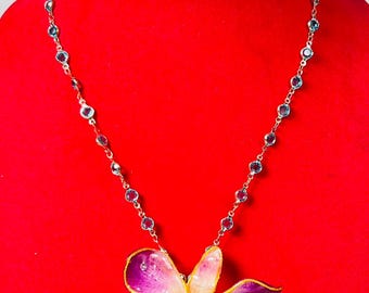Real Orchid Resin Necklace: Botanical Heart Charm, Pressed Flowers