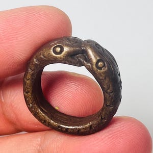 Rare Two-Headed Naga Buang Nakabas Amulet Ring | Sacred Thai Snake Talisman from Kham Chanod Forest | Mystic Wealth & Protection