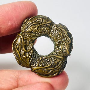 Ouroboros 4 Naga Amulet Thai Bronze Ring Snake Talisman Infinity Wealth Love Protection Blessed at Kamchanod