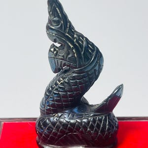 Blue Mekasit Naga Statue – Sacred Celestial Leklai Serpent Talisman, Thai Spiritual Protection Blessed by Master