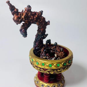 Rare 7-Color Naga Statue in Natural Leklai Suriyanracha with Pedestal, Blessed Master leklai naga statue,thai leklai art,natural leklai