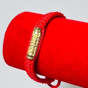 Golden Diamond Armor Takrut Bracelet | Red Sacred Cord Protection Yant Grao Paetch