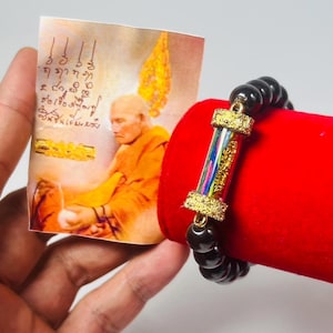 Takrut prosperous black Leklai Bracelet LP Mahasila Maha Sila Amulet magic Talismans