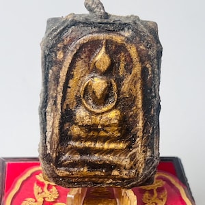 Antique Big Phra Somdej Wat Rakang Thai Buddha Amulet Wrapped in Ancient Cord Rare Pim Yai Sacred Talisman Collectible Piece