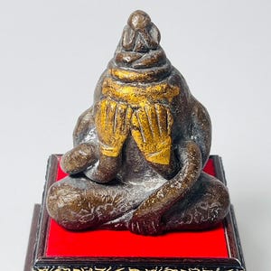 Antique Big Phra Pidta Close Eye Buddha Statue Sacred Talisman LP Kaew Yantra Magic Powder for Protection & Wealth