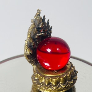 Rare 7-Head Naga with Mystic Red Crystal Orb | Sacred Thai Serpent Amulet Statue from Kamchanod Forest | Wealth Protection Lucky Charm