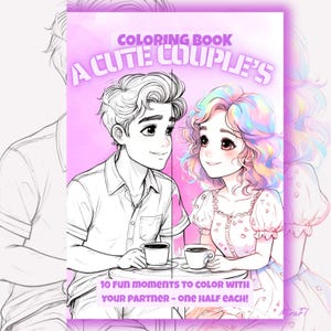 Couple Coloring Book – 10 Printable Pages for Two – Split Pages to Color Together – Fun Romantic Activity for Partners