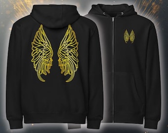 Angel Wings Zip Hoodie - Gothic Zip Streetwear