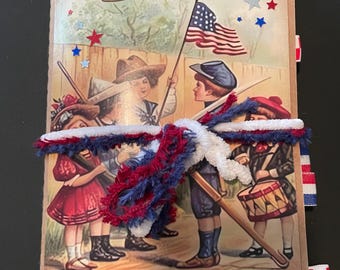 USA Red, White and Blue Junk Journal/Scrapbook/Memory Keeping/ Gift/ Homemade Journal