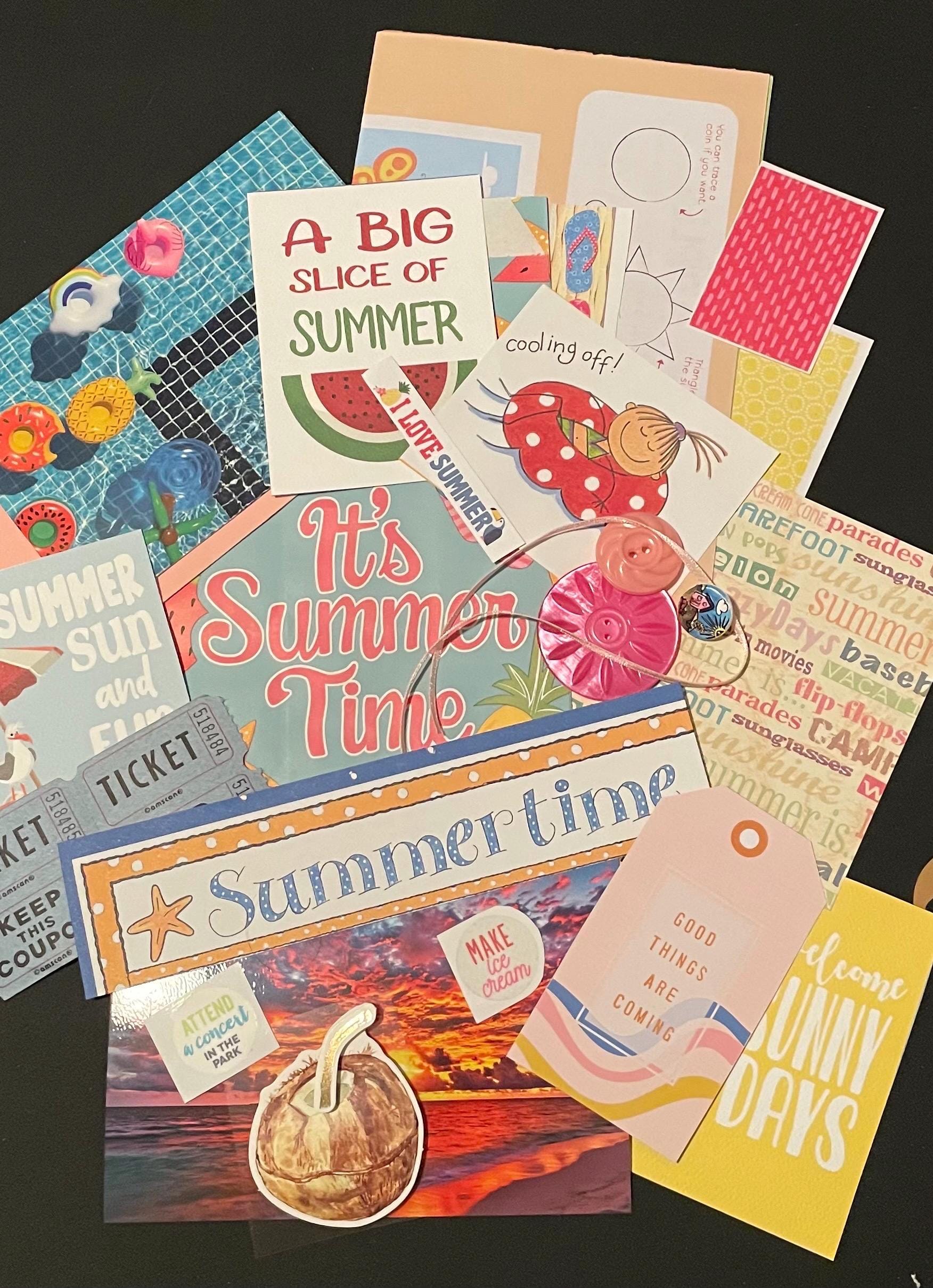 Summer Fun Junk Journal/Scrapbook/Memory Keeping Kit with 60+ Pieces/ Ephemera/ Gift/ Junk Journal Supplies