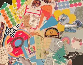 Grab Bag Junk Journal Kit with over 70 items! Great for Beginners or Avid Junk Journalers!/Memory Keeping/Gift/ Journal Supplies