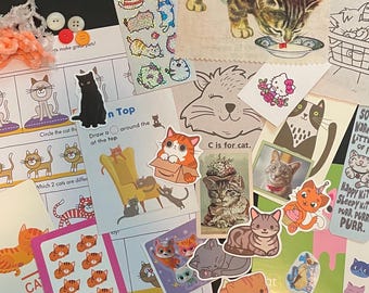 Feline Fine! Cat Themed Junk Journal/Scrapbook/Memory Keeping Kit with 60+ Pieces/Grab Bag/ Junk Journal Supplies/ Ephemera