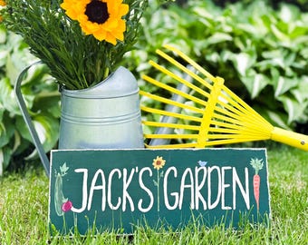 Letrero de jardín pintado a mano: decoración de madera personalizable con estaca.