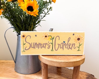 Custom Hand-Painted Wood Garden Sign | Personalized Outdoor Decor (16"x8")