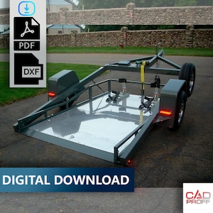 Motorcycle atv Trailer Plans | DIY Drop Deck Trailer | DXF & PDF Files | Winch-Operated Ramp | Engineering Blueprints | CADproff