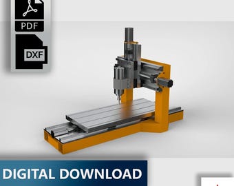 Plany frezarki CNC DIY do frezowania metalu | Pliki cyfrowe DXF PDF | Profesjonalne plany maszyn CNC | Cięcie aluminium i mosiądzu | CADproff