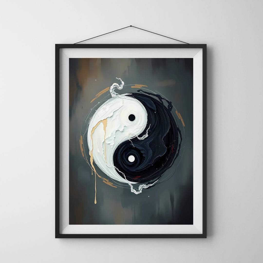Yin Yang Wall Art Printable, Black and White Zen Decor, Minimalist ...