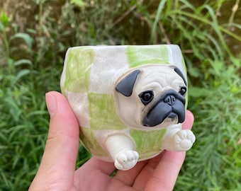 Handmade, pug mug, Dog Coffee Cup, Pet Lover,gift,tableware, kitchen,decor,gift of creating