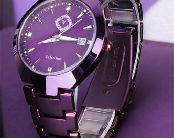 Royal Amethyst Unisex Watch | Adjustable Statement Watch with Purple Dial