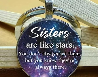 Sleutelhanger zus - 'Sisters are like stars' Starry Night-sleutelhanger