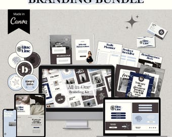 Nowoczesny zestaw do brandingu Canva | Szablony mediów społecznościowych dla małych firm | Uniwersalny, minimalistyczny pakiet brandingowy