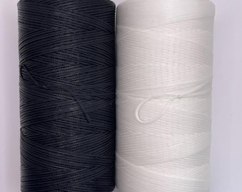 Flat Waxed Leather Sewing Threads, 100% Polyester 150D/0.8mm, 295yds All Purpose Hand Sewing Leather Stitching