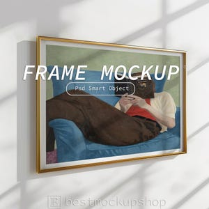Horizontal Frame Mockup: 100x70 cm Thin Wooden Wall Template (PSD Download)