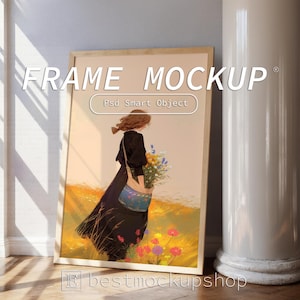 Thin Wooden Frame Mockup: Wall Art Display (PSD Digital Download)