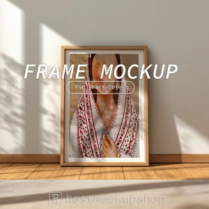 Vertical Frame Mockup: Blank Wood PSD, Photoshop Template (Digital Download)