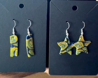 Starry Night - Handmade Polymer Clay Earrings