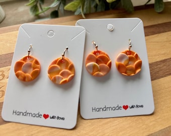 Tangerine Dragon Scales - Handmade Polymer Clay Earrings