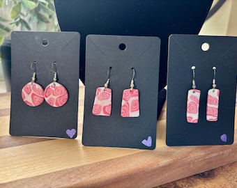 Rose Swirls - Handmade Polymer Clay Earrings