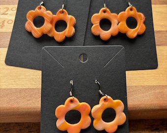 Orange Blossoms - Handmade Polymer Clay Earrings
