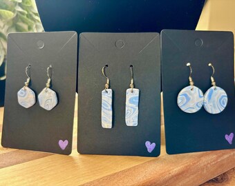Blue Swirls - Handmade Polymer Clay Earrings