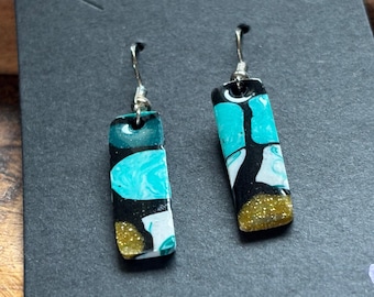 Green Flagstones - Handmade Polymer Clay Earrings and Necklace