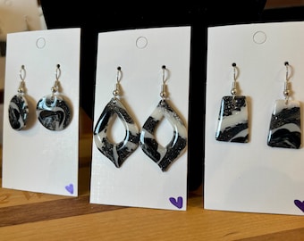 Handmade Polymer Clay Earrings/Necklace - The Penny Black Collection