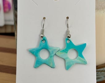 Stars - Handmade Polymer Clay Turquoise Earrings