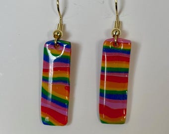 Rainbows - Handmade Polymer Clay Multi-Coloured Earrings