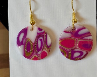Handmade Polymer Clay Earrings/Necklace - The Purple/Pink Funkadelic Collection