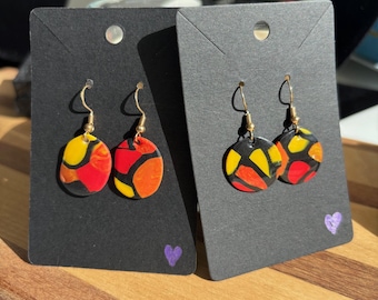 Red Flagstones - Handmade Polymer Clay Earrings and Necklaces