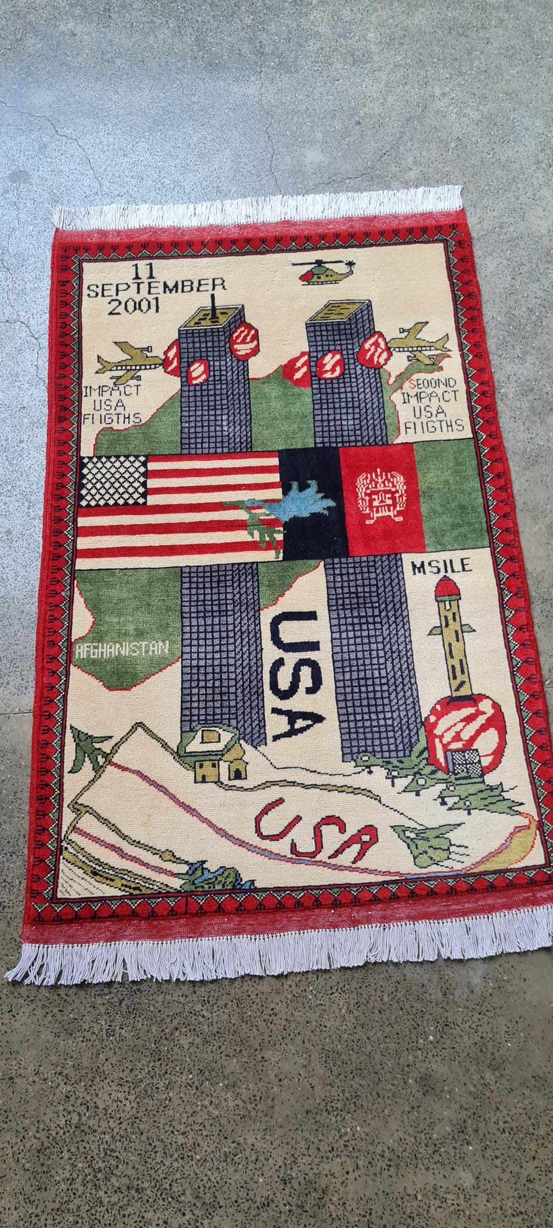 Terrorist Rugs Afghan Handmade Beautiful Design 9/11 War Rug Wool Rug - Etsy