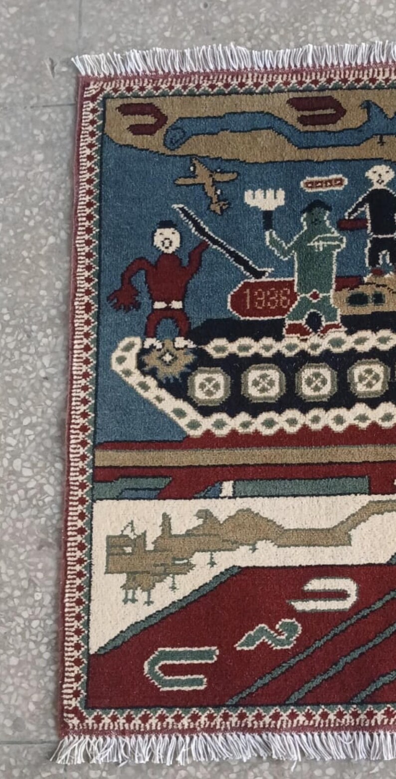 Handmade Afghan War Rug: Vintage Wool, 3x2 Ft - Etsy