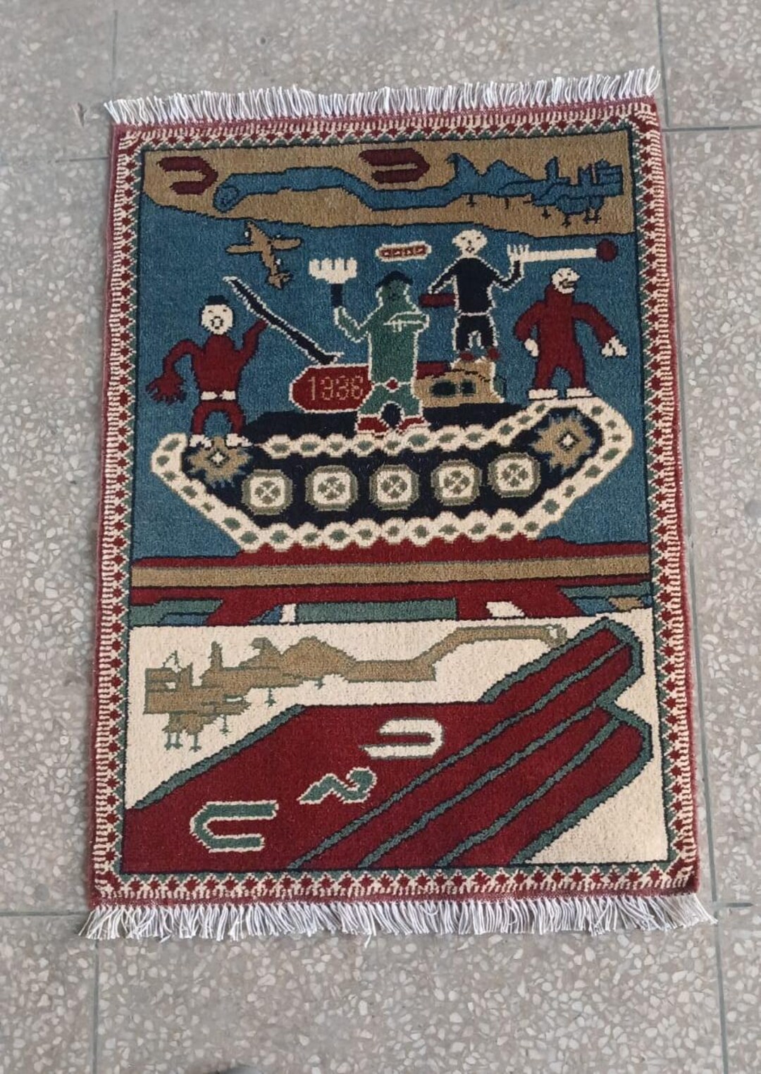 Vfw Rugs Handmade Afghan War Rug: Vintage Wool, 3x2 Ft - Etsy