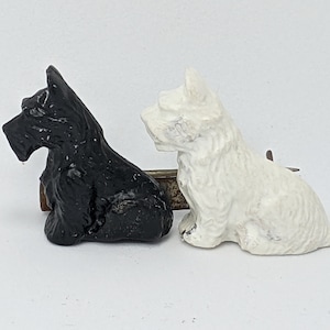 Scottie dog, Scottie dog pin, scottie dog jewelry, vintage scottie dog, black and white, vintage dog, great britain pin,