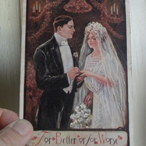 Wedding card, Bride and Groom, vintage Wedding postcard,Vintage 1910, vintage wedding ephemera,