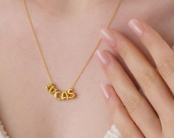 Collana con nome a forma di bolla 3D, collana con lettera a forma di bolla, collana con nome personalizzato, collana con lettera a palloncino, collana con nome, collana con nome a palloncino