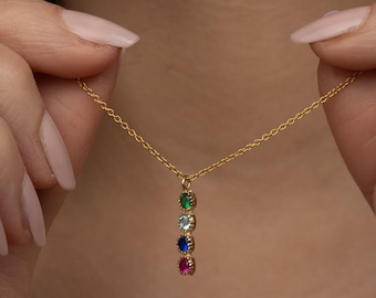 Custom Birthstone Necklace, Family Birthstone Necklace, Personalized Birthstone Jewelry, Mom Necklace, Grandma Gift, Christmas Gift for Her